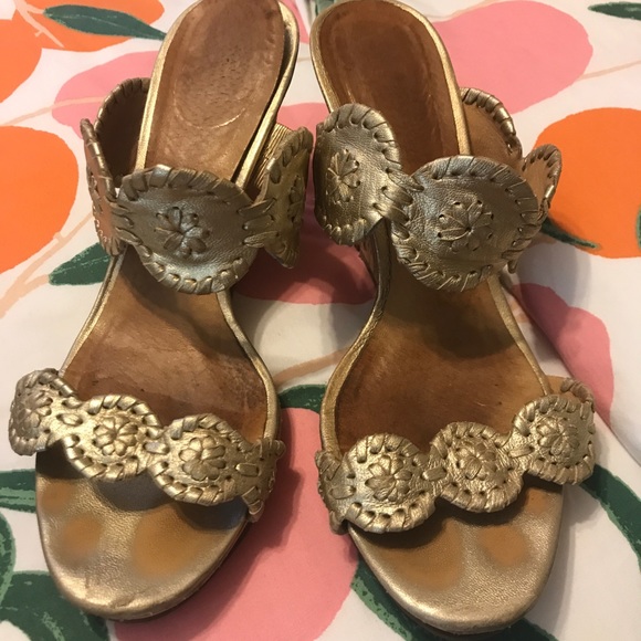Jack Rogers Shoes - Gold Jack Rogers Wedges 8